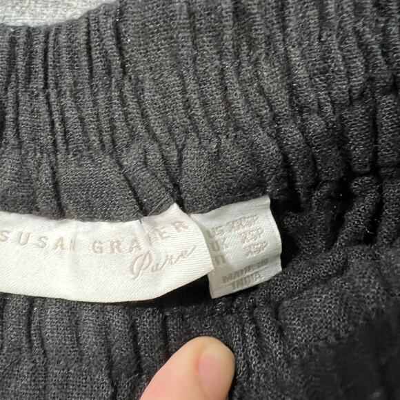 Susan Graver Petite Pure Easy Linen Utility Crop Pant Black, Petite XX-Small - Picture 3 of 11